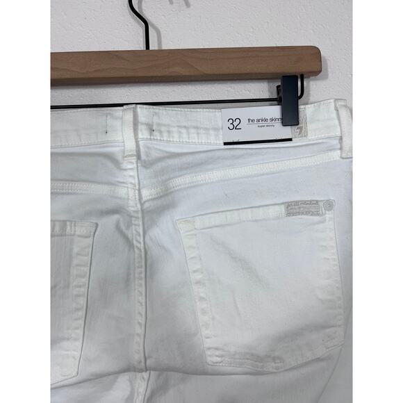 7 For All Mankind White Ankle Skinny Jeans NWT Size 32 - Picture 7 of 9